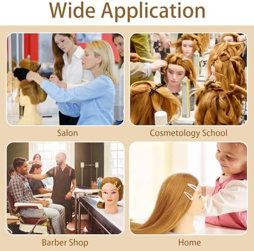 26"-28" Mannequin Head with 80% Real Hair – Cosmetology Training Head for Hair Braiding, Styling & Makeup Practice – Doll Head with Clamp - Image 4