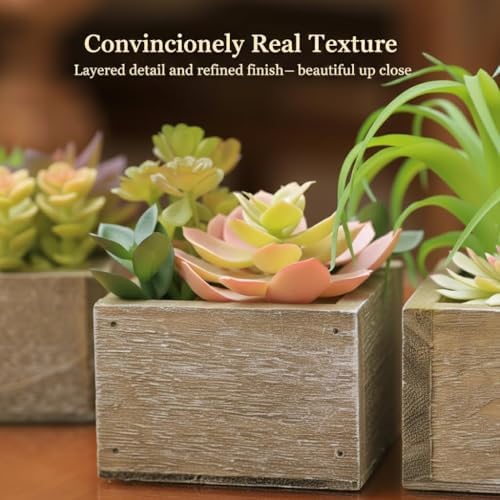 Artificial Succulents Indoor Fake Plants for Home Bathroom Decor Set of 3 - Image 4