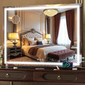 Hasipu Vanity Mirror with Lights, 32" x 24" LED Makeup Mirror, Lighted Makeup Mirror with Dimmable 3 Modes, Touch Screen Control Vanity Mirror Square Black by Whatssuitableisthebest