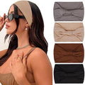 Kahanaa 4 Pcs Wide Headbands for Women Soft Stretchy Turban Headband Hair bands Head Bands Hair Wraps With Twisted Knots for Yoga Workout by Kachanaa