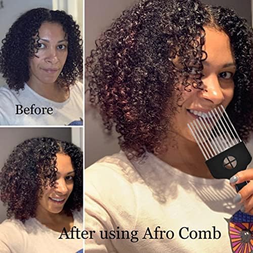 2 Pack Hair Picks for Afro, Curly Hair Styling - Metal Hairdressing Tools for Women and Men (Black) - Image 2