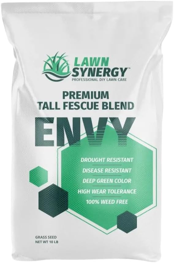Envy Turf Type Tall Fescue Grass Seed (10 lbs) - 100% Weed Free - Drought Tolerant - Disease Resistant by LawnSynergy