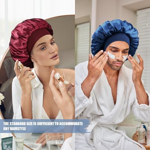 Satin Silk Bonnet for Hair, Double Layer Sleep Cap for Men & Women - Image 6