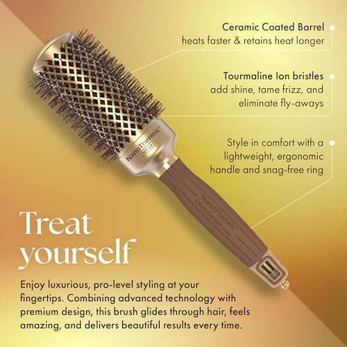 Olivia Garden NanoThermic Ceramic + Ion Round Thermal Hair Brush - Not Electrical - Professional Blowout Brush for Normal to Thick Hair - Image 3