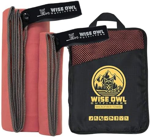 Wise Owl Outfitters Microfiber Camping Towel - Quick Dry Towel for Travel, Backpacking, Hiking, Beach, Gym & Yoga - Compact, Fast Drying & Lightweight by WiseOwlOutfitters