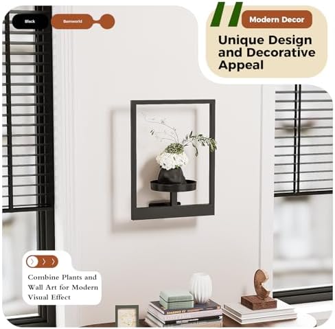 Bamworld Wall Plant Holder Plant Stand Indoor Wall Planters Black - Image 2