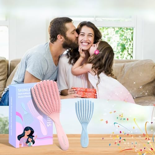 SHINLEA Detangler Brush for Curly Hair, Wet Dry Detangling Hair Brush for Thick Thin Wavy Hair, Gentle Detangle Hairbrush Reduces Breakage for Women Men Kids (Pink and Blue) - Image 6