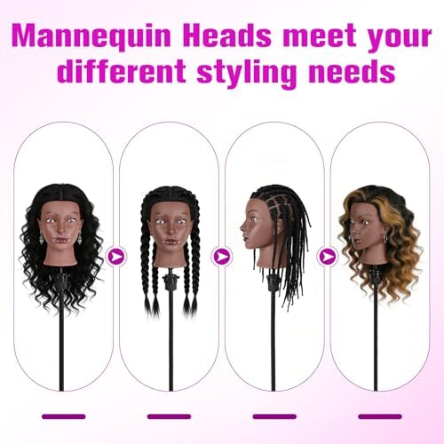 22'' Real Hair Mannequin Head for Braiding 100% Hair Mannequin Cosmetology - Image 2