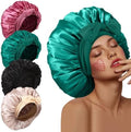 3Pcs Bonnets for Sleeping, Extra Satin Silk Bonnet for Sleeping Women with Tie Band for Curly Hair Jumbo Bonnet Braids by KAFTERI
