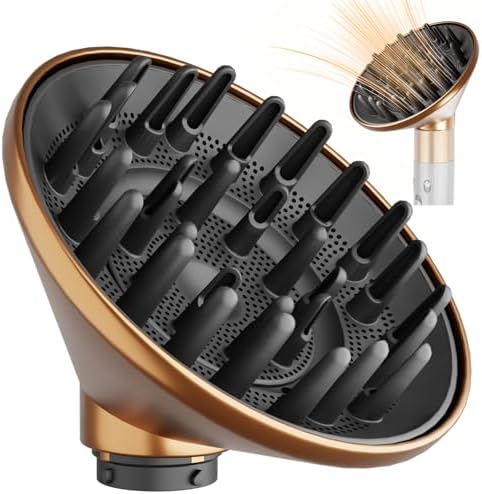 Large Diffuser Attachment Compatible with Dyson Airwrap, Upgraded Bigger Diffuser Nozzle to Dryer Faster and Define Curls Hair, Gold by YTCHYYSK