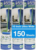 Leo 10-Inch Wide Lint Roller Refills, 3 Rolls with 50 Sheets Each (150 Sheets Total), Extra Sticky Pet Hair Remover for Carpet & Furniture by Leo