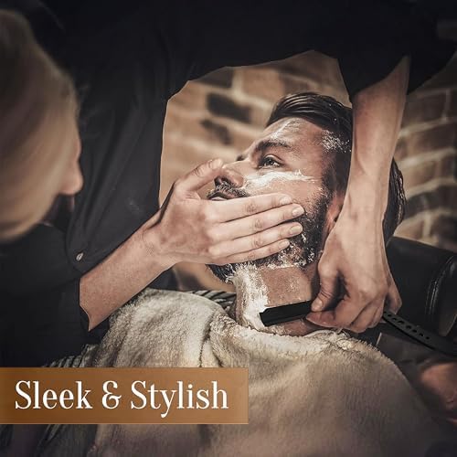 Facón Straight Razors for Men - Professional Barber Straight Edge Razor Kit with 100 Blades, Classic Stainless Steel Barbero Shaver for a Smooth & Precise Shave, Premium Barber Razor for Men's Shaving - Image 3