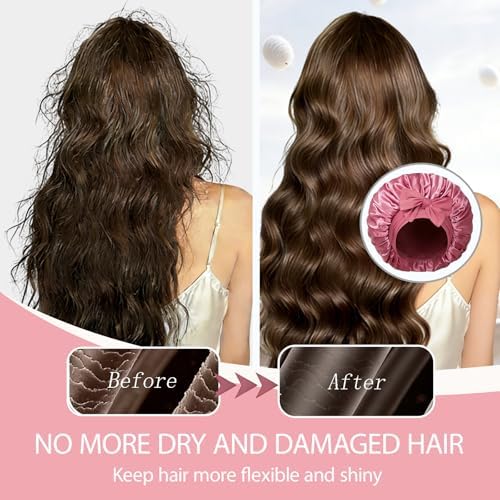 Silk Bonnet for Women, Satin Bonnet for Sleeping, Large Sleep Cap with Elastic Tie Band for Curly Hair - Image 7