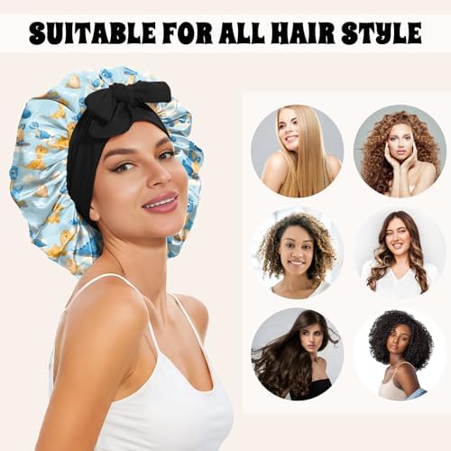 Satin Hair Braid Bonnet for Sleeping Double Layer Elastic Wide Soft Tie Band Hair Silk Lined Sleep Cap Women Girls - Image 4