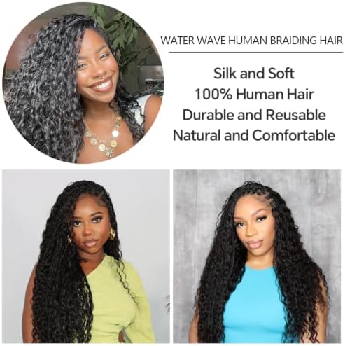 YWIGS Boho Hair for Braiding 100G Water Wave Human Braiding Hair NC 20inch - Image 4