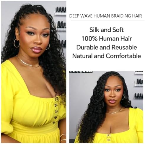 YWIGS Deep Wave Bulk Human Braiding Hair for Boho Braids 50G 20inch NC - Image 5