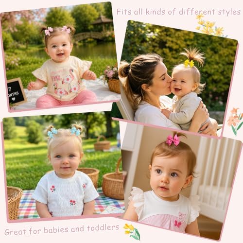 CÉLLOT Baby Hair Ties with Bows,42pcs 2 inch Baby Hair Bow Ponytail Holders - Image 3