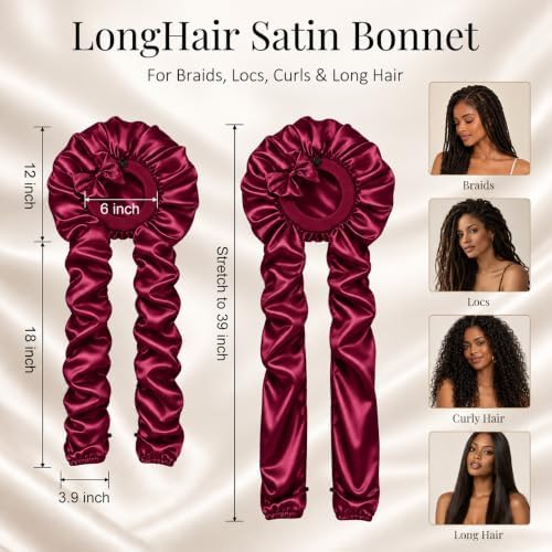 Bonnet for Braids Long Hair Double Layer Silk Satin Bonnet Bounce Curl Caps Women Sleeping Samurai Wrap Hair Hose Cap 2 in 1 - Image 5