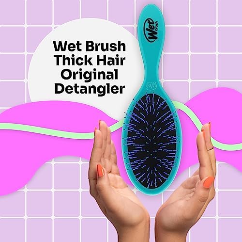 Wet Brush Thick Hair Detangling Brush, Teal - Ultra-Soft IntelliFlex Bristles Glide Through Tangles With Ease - Pain-Free Detangler for All Hair Types, Wet & Dry (Pack of 2) - Image 2