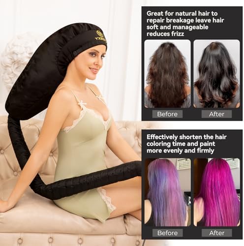 Bonnet Hair Dryer, Hooded Hair Dryer Attachment, Dryer Hooded Diffuser Cap for Curly,Speeds Up Drying Time, Safety Deep Conditioning At Home(Black) - Image 4
