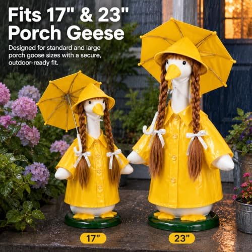 Yellow Raincoat Porch Goose Outfit, Wig & Umbrella Set, 4-Piece Kit - Image 3