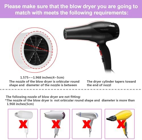 Universal Collapsible Hair Dryer Diffuser Attachment-Foldable Portable Travel and Easy Storage Fit Most Hair Dryers with Nozzle Diameter D-1.575Inch to 1.968 Inch (4-5cm)- Violet - Image 4