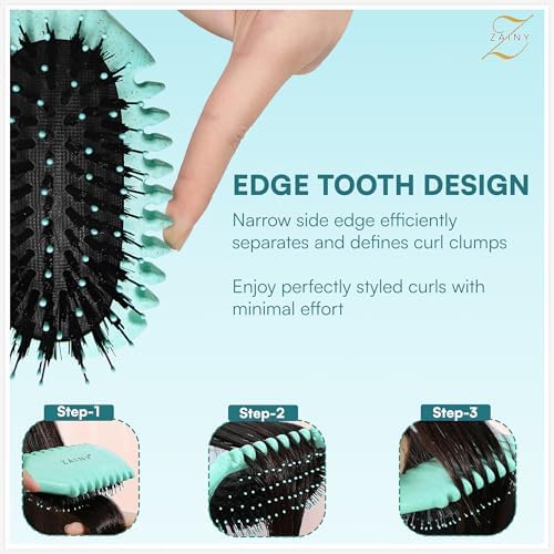 ZAINY Curl Defining Brush for Curly Hair Brush & Wide Tooth Comb for Curls - Image 5
