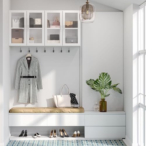 Furnaza White LED Wall Storage Cabinets with Adjustable Shlelf - Image 4