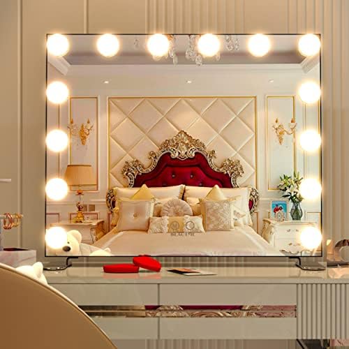 Nitin Hollywood Vanity Mirror with Lights, Black Lighted Makeup Mirror with 14 Bulbs, Tabletop or Wall Mounted Vanity Mirror for Bedroom Dressing Room (Black) - Image 2