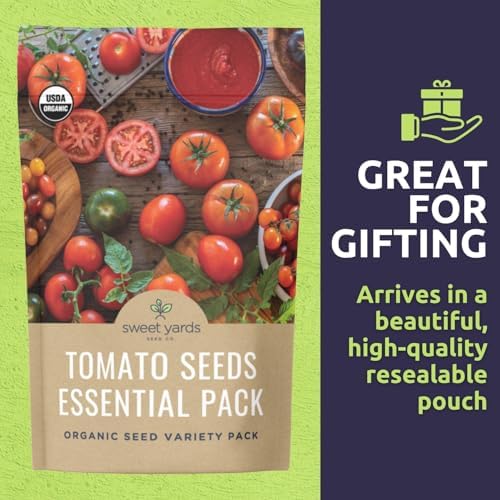 Organic Tomato Seeds Variety Pack - 5 Individual Packs - 2026 Season - Roma, Pink Brandywine, Sweetie Cherry, Black Krim & Pineapple. for Indoor & Outdoor Planting (Non-GMO, Certified Organic) - Image 6