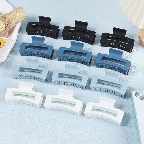 Sisiaipu 12 Pcs Medium Hair Clips, 3.5 Inch Square Claw Clips for Thick and Thin Hair - Blue - Image 5