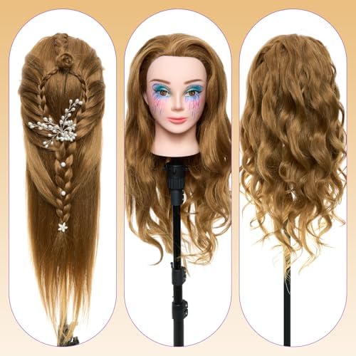 28" Mannequin Head with 80% Real Human Hair for Makeup Practice Head - Image 6