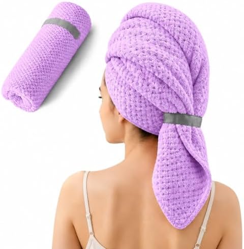 Large Microfiber Hair Wrap Towel for Women, Quick-Dry & Absorbent (Purple) by Netcken