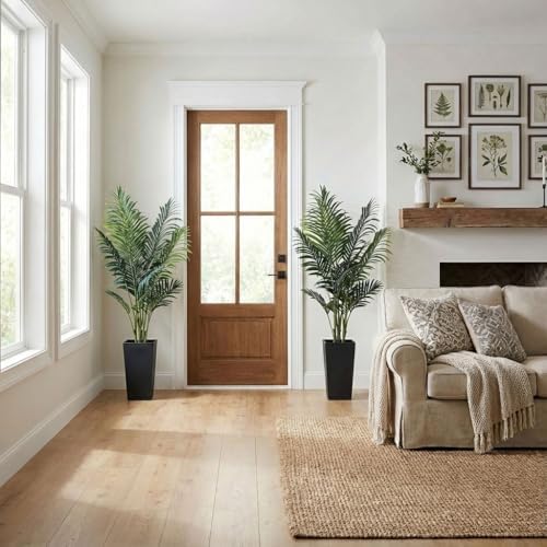 Aveyas 5ft Artificial Palm Tree for Home Decor,5 Feet Faux Plant Fake Silk Tropical Kentia Areca Trees for Indoor Outdoor House Living Room Office Porch Garden(5 ft Tall with Raised Pot)-Set of 2 Pack - Image 6