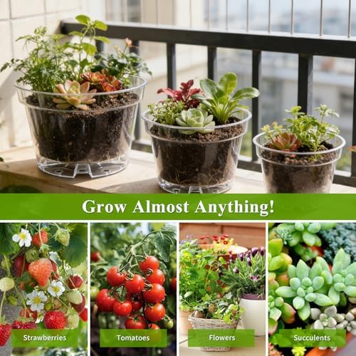 Gute 6/8/10 Inch Clear Nursery Pots with Drainage Holes (14 Pack), Reusable Plastic Plant Pots for Indoor & Outdoor Gardening, Ideal for Seedlings, Succulents, Vegetables, Orchids & More - Image 6