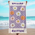 JML Personalized Beach Towel with Name, Custom Flower Beach Towel, Customized Microfiber Pool Towel, Quick Dry & Absorbent Swim Towel for Adult,Anniversary, Birthday, Summer Holiday,Vacation by JML