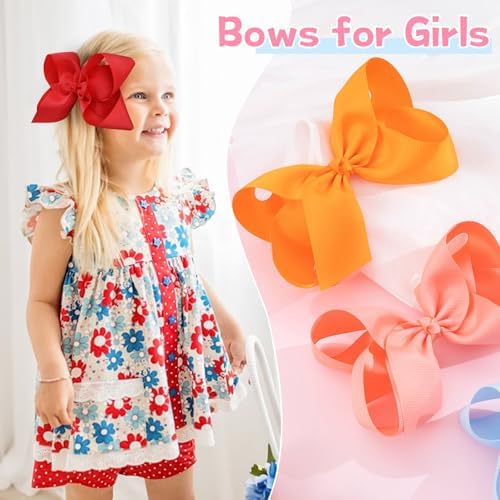 Oaoleer 40Pcs 8" Hair Bows Clips for Girls Tolddler Hair Accessories - Image 4
