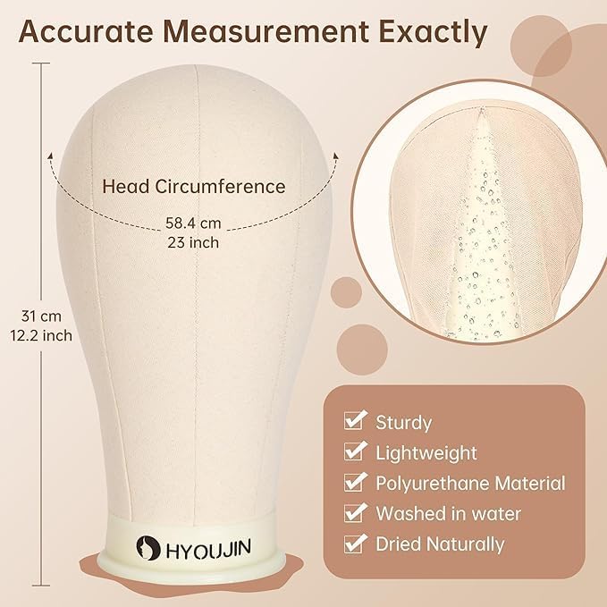 HYOUJIN Heavy Duty Wig Stand with 23" Mannequin Head for Making,Display - Image 4