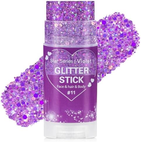 Go Ho Violet Purple Glitter Stick,Hair Face Body Shimmer for Women Kids by GoHo