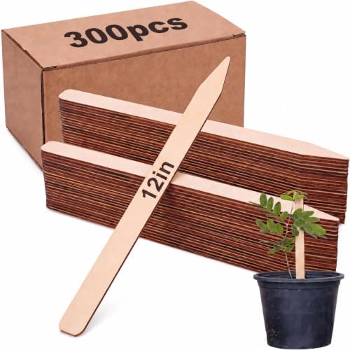 Weysat 300 Pcs 12" Wood Plant Labels for Field or Containers Plant Tags Wood Garden Labels for Seedling Stakes Markers Nursery Seed Tags with Smooth Surface for Pot Herbs Flowers Vegetables by Weysat