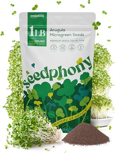 Arugula Sprouting & Microgreens Seeds - 220,000 Non-GMO Heirloom Seed, 1lb Resealable Bag - High-Germination Arugula Seeds for Sprouting in Jars, Soil, Hydroponics & Microgreen Trays by Seedphony