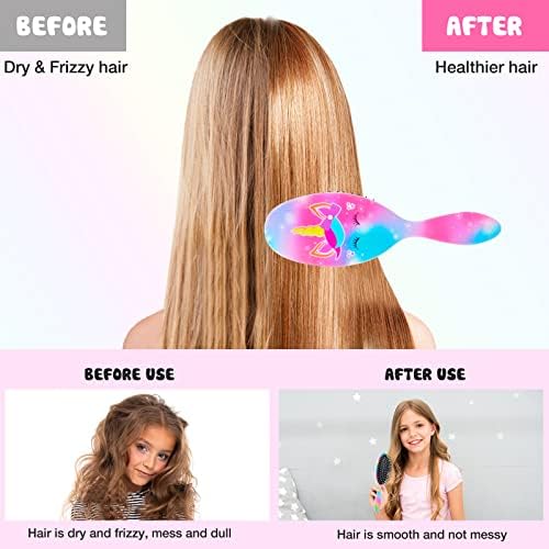 Kids Hair Brush Girls, Toddler Wet Dry Detangling Hair Brush for Curly Thick Hair Pain-Free Comb Girls Kids Women Unicorn Mermaid - Image 3