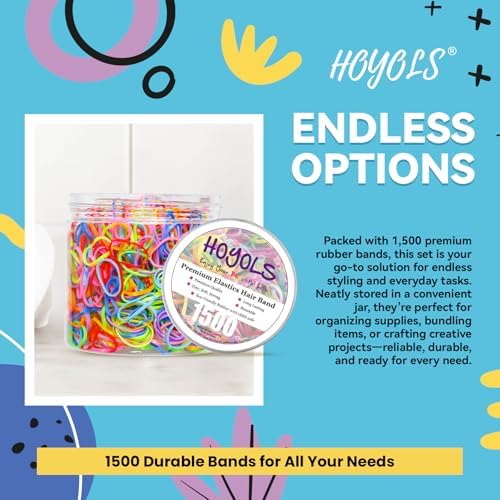 HOYOLS Hair Rubber Bands, 1500 Pcs Colorful Mini Elastic Hair Ties - Image 4