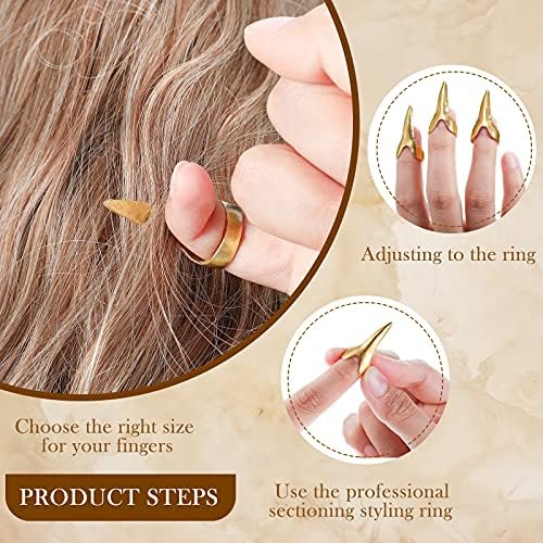 Zopeal 9 Pieces Stitch Braid Tool Finger Hair Parting Ring Pinky Selecting - Image 4