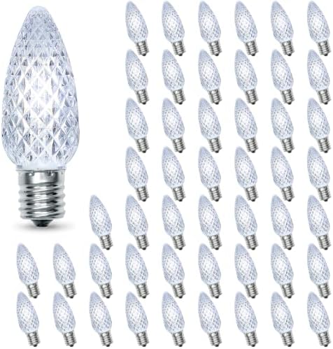 C9 LED Christmas Lights Outdoor Replacement Bulbs Cool White 6500K 50 Pack by AustinCoast
