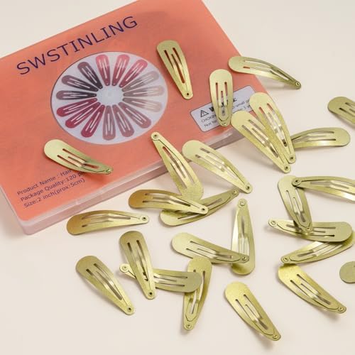 120 Pack Gold 2 Inch Barrettes Women Metal Snap Hair Clips Accessories - Image 3