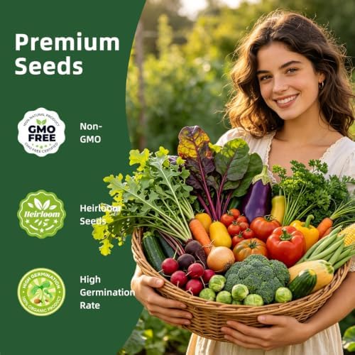 Fall Winter Vegetable Heirloom Seeds | 40 Varieties | 20,000+ High Yield Garden Seeds | Sweet Basil, Cherry Tomato, Romaine Lettuce & More | 2026 Season | for Indoor & Outdoor Home Planting - Image 4