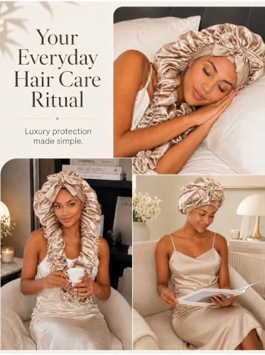 Double Layer Slik Like Satin Bonnet, 33-43" XXL Bonnet for Braids Long Hair - Image 6