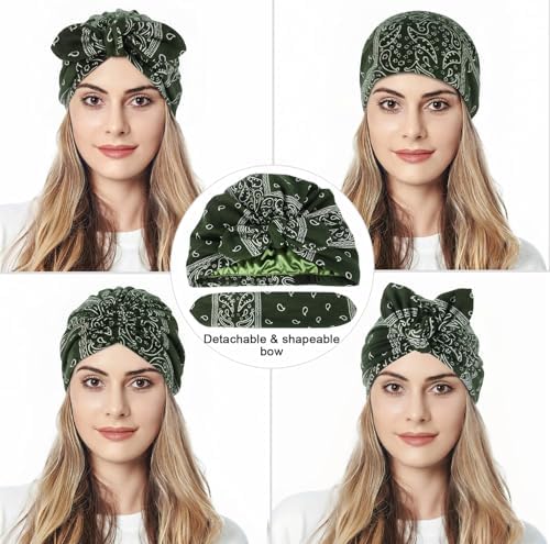 Ababalaya Satin Lined Beanies for Women Chemo Headwear Sleep Cap - Image 4