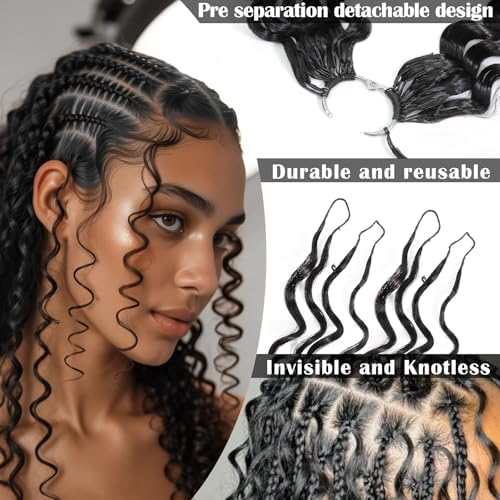 Human Crochet Hair for Black Women 16 Inch 60g Miracle Knots Hair Deep Wave Feather Crochet Human Hair Bundles Invisible Boho Crochet Hair Extensions Natural Black - Image 2